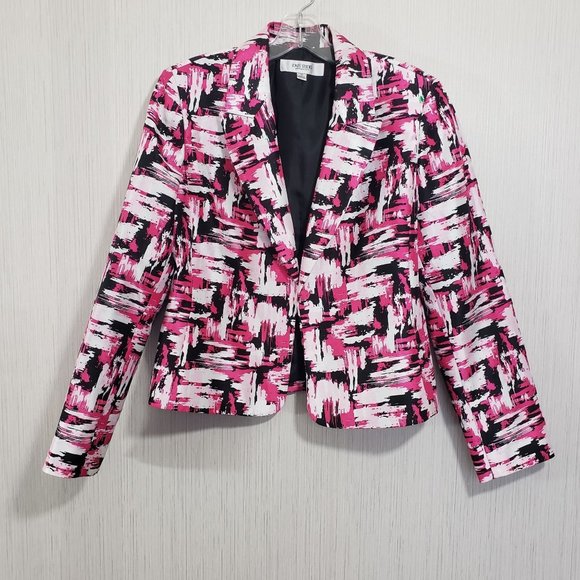 Jones Studio Jackets & Blazers - Jones Studio pink & black brush stroke patterned blazer jacket